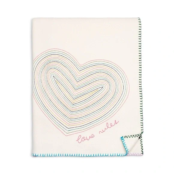 Aqua x Kerri Rosenthal Love Rules Embroidered Throw Blanket and Pillow - Picture 1 of 12